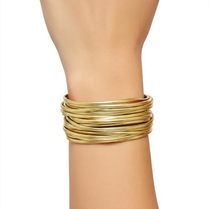Edoneery Leather Wrap Bracelets for Women, Boho Layered Cuff Bangle | Gold circle, Multi-layer Leather Cuff, Daily wear, Stackable Bangle, Easy on-off, Western Jewelry Gifts for Women - color: Gold-6
