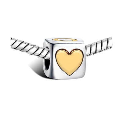 KunBead Initial A-Z Letter Gold Heart Alphabet Love Bead Birthday Charms Compatible with Pandora Charm Bracelet for Women - style: Letter H