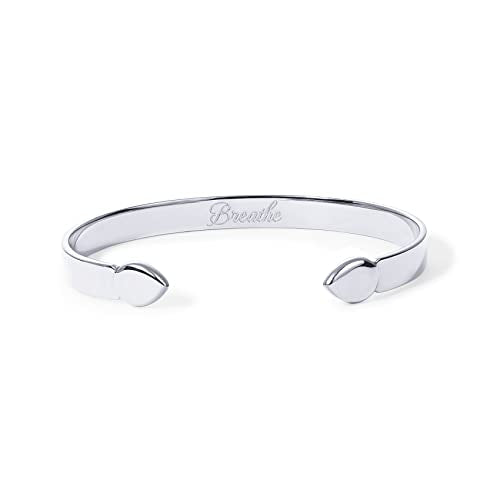 PAVOI 14K Gold Plated Stainless Steel Bangle Bracelets for Women | Inspirational Engraved Adjustable Mantra Cuff Bangle | Personalized Gift for Her Mom Sister | Birthday Gifts for Women - style: Breathe