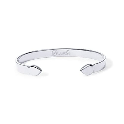 PAVOI 14K Gold Plated Stainless Steel Bangle Bracelets for Women | Inspirational Engraved Adjustable Mantra Cuff Bangle | Personalized Gift for Her Mom Sister | Birthday Gifts for Women - style: Breathe