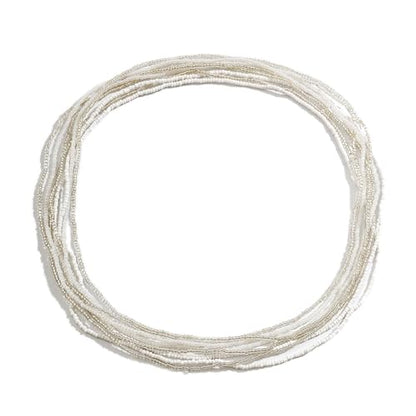 8Pcs Colorful Beads Waist Chain Sets Summer Beach Multi-layered Beaded Belly Chain Sexy Bikini Elastic Adjustable Waist Body Chain Beads Body Accessories Jewelry for Women - style: White