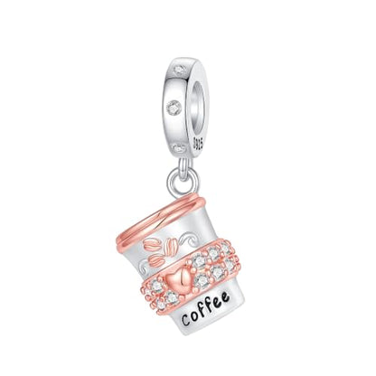 Family Love Mother Daughter Grandma Charm 925 Sterling Silver fits Bracelets Necklace Pendant Bead Charms Jewelry Gift for Women Family Friends - color: Coffee Cup Charm-A