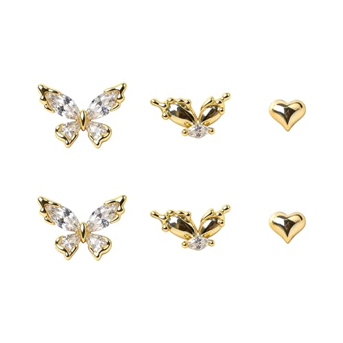 Shiny Gold Butterfly Earrings for Women | 14K Real Gold Plated Butterfly Earrings for Women, Dainty & Trendy Butterfly Stud Earrings for Fashion Jewelry Gifts - color: AZ39