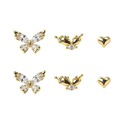 Shiny Gold Butterfly Earrings for Women | 14K Real Gold Plated Butterfly Earrings for Women, Dainty & Trendy Butterfly Stud Earrings for Fashion Jewelry Gifts - color: AZ39