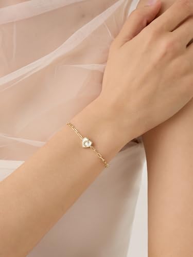 Gold Initial Bracelet For Women, 14k Gold Letter Bracelets | Adjustable Stacking Bracelets Jewelry Gift For Women, Valentines Mother Christmas Jewelry for Women Her 6.5-8 Inch - color: C