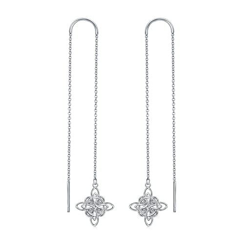 S925 Sterling Silver Celtic Knot Earrings for Women Irish Good Luck Drop Dangle Hook Earrings - style: Threader