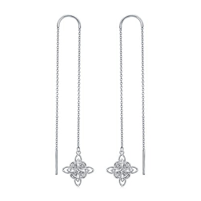 S925 Sterling Silver Celtic Knot Earrings for Women Irish Good Luck Drop Dangle Hook Earrings - style: Threader
