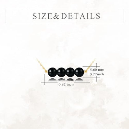 KECHO 14K Real Gold Beads Pendant Necklace Solid Yellow Gold Jewelry Anniversary Birthday Gifts for Women - color: Black Onyx 4