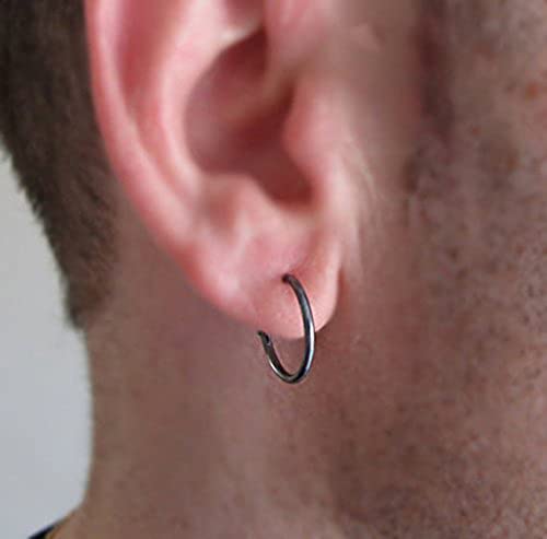 EPIRORA Silver Hoop Earrings- Cartilage Endless Small Hoop Earrings Set for Women Men, 3 Pairs of Hypoallergenic 925 Sterling Silver Tragus Earrings Nose Lip Rings - color: 3 Pairs(8/10/12mm)-Black