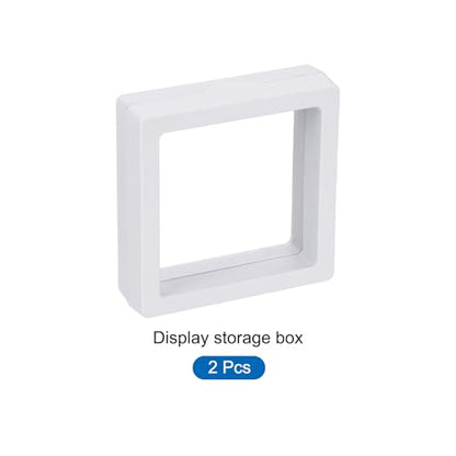 MECCANIXITY Floating Frame Display Holder Stand 3D Jewelry Display Box 2.76 x 2.76 x 0.79 Inch White for Ring Necklace Bracelet Earring Pack of 2 - color: White, size: 2.76 x 2.76 x 0.79 inch