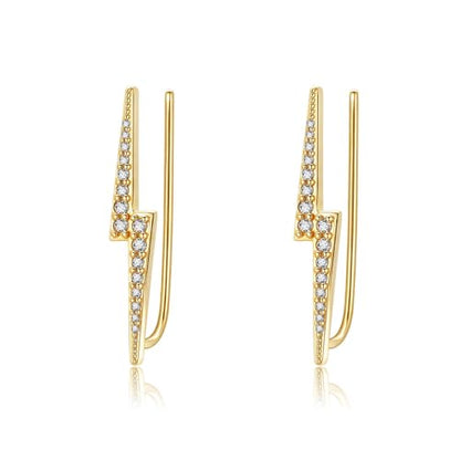 Ear Climbers Earrings for Women Sterling Silver Vintage Ear Crawler Earrings Jewelry Gifts for Women - style: Lightning Bolt