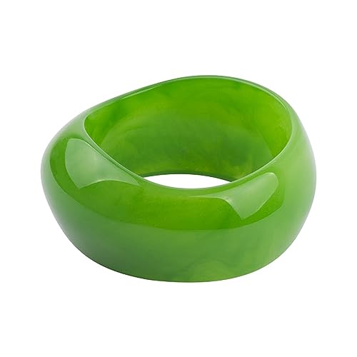 Pingyongchang Acrylic Colorful Resin Geometric Simple Open Bracelet Transparent Wide Cuff Bangle - color: Green