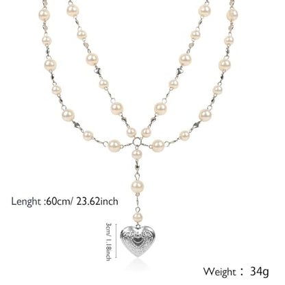 Personalized Heart Locket Necklace for Women Stainless Steel- Heart Necklace - color: White