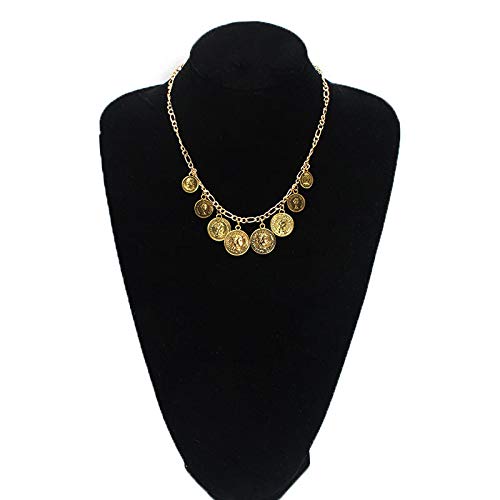 Todenb Layered Gold Pirate Necklace for Women Chunky Chain Pirate Jewelry 80s 90s Coin Pendant Necklace Pirate Costume Accessories - color: one layer