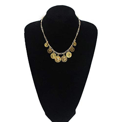 Todenb Layered Gold Pirate Necklace for Women Chunky Chain Pirate Jewelry 80s 90s Coin Pendant Necklace Pirate Costume Accessories - color: one layer