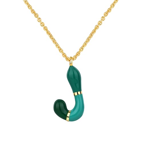 Kainier Bubble Letter Initial Necklace for Women, Colorful Balloon Alphabet Name Pendant Dainty Cute 14K Gold Plated Necklaces Jewelry Gifts… - color: Colourful, style: J