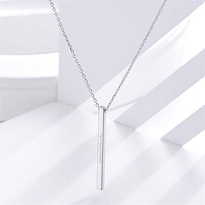 ChicSilver Customizable Vertical Bar Pendant Necklace 925 Sterling Silver Y Necklace Simple Fashion Jewelry Gifts for Women - style: A. 2mm Vertical Bar-Silver Engraving