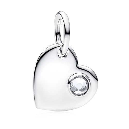 Birthstone Charm, Heart Charm Pendant Dangle with CZ, for Anniversary Birthday Mothers Valentines Day Christmas Graduation, for Yourself Family Mom Friend Girlfriend Sister Grandma - style: Apr.