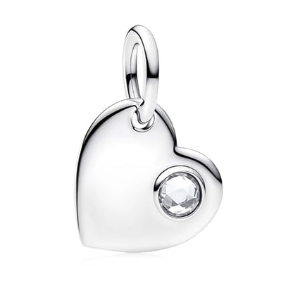 Birthstone Charm, Heart Charm Pendant Dangle with CZ, for Anniversary Birthday Mothers Valentines Day Christmas Graduation, for Yourself Family Mom Friend Girlfriend Sister Grandma - style: Apr.