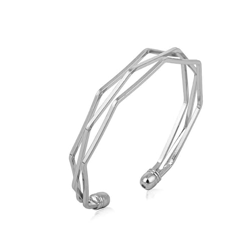 925 Sterling Silver Bracelet Plated Cuff Bangle Bracelet Fashionable Multi-layer Cross Wire Bangle Bracelet Open Adjustable Wide Cuff Bracelet for Teen Girls Fashion Jewelry - color: 18