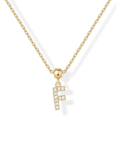 PAVOI 14K Gold Plated Dainty Initial Letter Necklace with Charms for Women | Adjustable Chain Gold Charm Initial Necklaces, Small Alphabet Letters Removable Pendants Cute Jewelry Gifts - style: - F