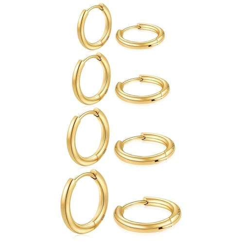 Huggie Hoop Earrings Small Hypoallergenic 14K Gold Plated Huggie Earrings For Women Simple Huggie Stud Earrings - color: Gold