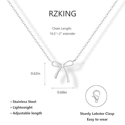 RZKING Silvery Necklace for Women, Gifts for Friend Mom Daughter Teacher - style: Bow