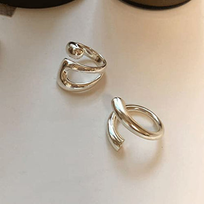 Adjustable Sterling Silver Rings 925 Double Lines Shape Personality Ring Fine Jewelry for Women Party Accessories
