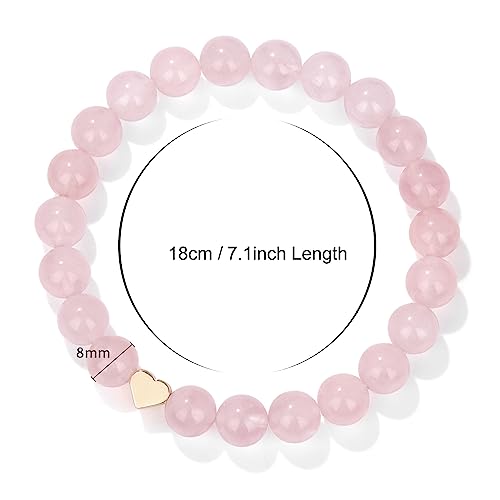 Healing Bracelet For Women Anxiety Beaded Bracelets Jewelry Healing Stone Crystal Bracelet Stress Relief Yoga Beads Chakra Bracelets Gifts For Women pink - color: Rose Quartz
