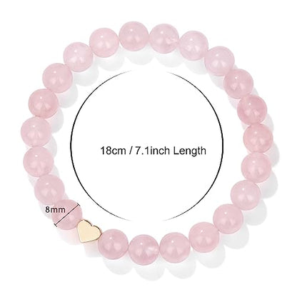 Healing Bracelet For Women Anxiety Beaded Bracelets Jewelry Healing Stone Crystal Bracelet Stress Relief Yoga Beads Chakra Bracelets Gifts For Women pink - color: Rose Quartz