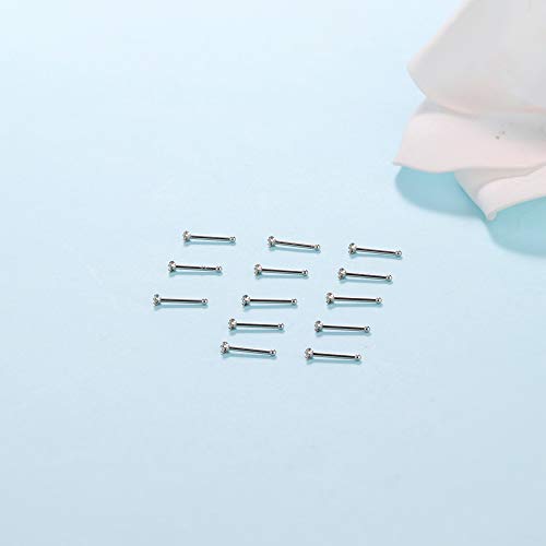 20G Nose Studs Rings Surgical Steel Austrian Crystal Nose Rings | Hypoallergenic,Nose Studs,316L Stainless Steel,Cartilage Earrings,Lip,Helix,Piercing Jewelry for Women,12Pcs 1.5mm