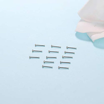 20G Nose Studs Rings Surgical Steel Austrian Crystal Nose Rings | Hypoallergenic,Nose Studs,316L Stainless Steel,Cartilage Earrings,Lip,Helix,Piercing Jewelry for Women,12Pcs 1.5mm