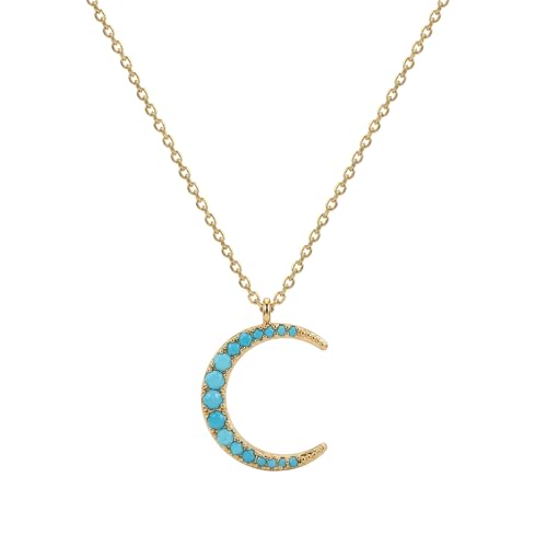 MEVECCO Layered Heart Necklace Pendant Handmade 18k Gold Plated Dainty Gold Choker Arrow Bar Layering Long Necklace for Women - style: turquoise crescent