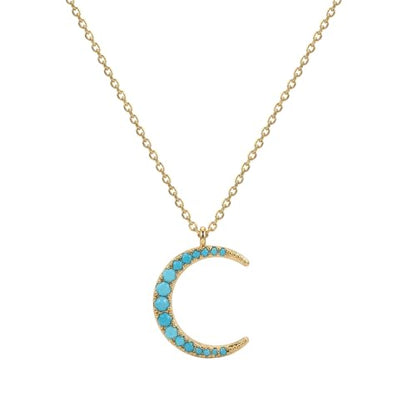 MEVECCO Layered Heart Necklace Pendant Handmade 18k Gold Plated Dainty Gold Choker Arrow Bar Layering Long Necklace for Women - style: turquoise crescent