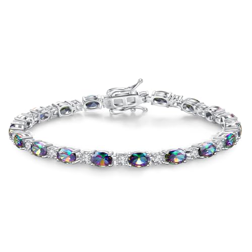 FANCIME Glamour Radiance Sterling Silver Birthstone Tennis Bracelets 7" | Charm Fine Jewelry Birthday Gifts for Women - color: Alexandrite