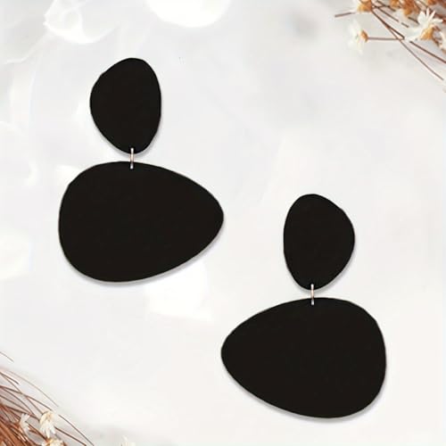 Boho Black Dangle Earrings for Women Large Statement Earring Irregular Acrylic Modern Earring Geometric Trendy Earrings Jewelry Gifts for Women
