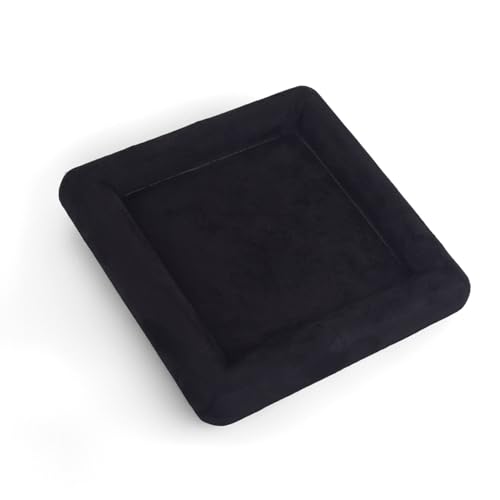 Black Velvet Jewelry Display Tray, Luxury Velvet Ring Holder Showcase for Necklaces Earrings, Jewelry Store Display and Ecommerce Photography Prop, 4.72x4.72 Inches (Black)