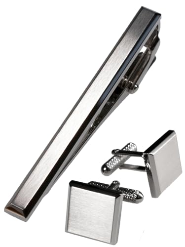 [TAVARAT] Tie Clip Tie Clips for Men Black Silver Light Gold Tie Bar Tie Pin Tps-163 - style: cufflinks set (silver)