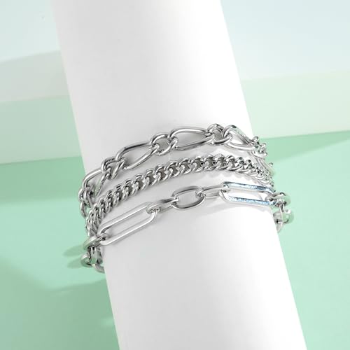 14K Gold Bracelets for Women Adjustable Slider Bracelet Bangle Bracelets for Women Trendy Chain Bracelet - color: Stacking-White Gold