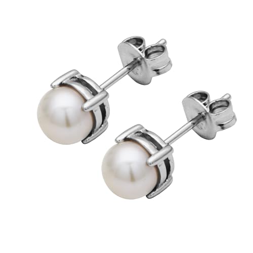Amazon Essentials Sterling Silver Round Birthstone Stud Earrings - color: White Pearl, June
