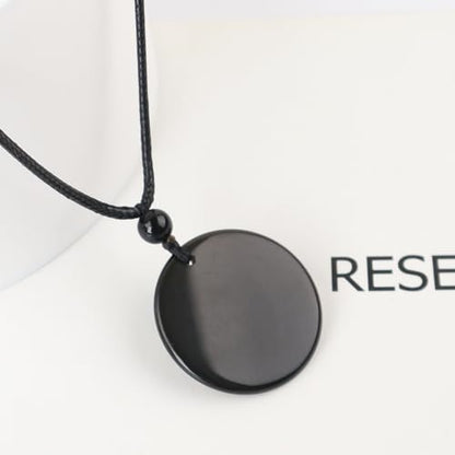 Anjiucc Natural Gemstone Tree of Life Black Obsidian/Golden Obsidian Pendant Necklace for Male and Female Necklace - color: Black Obsidian 6
