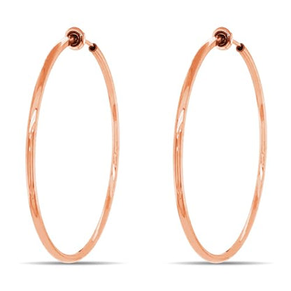 Clip On Spring Hoop Earrings for Non-Pierced Ears - color: Rose Gold-Tone, size: 50mm