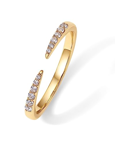 PAVOI 18K Gold Plated Open Eternity Ring | Cubic Zirconia Stacking Bands for Women | Dainty Stackable Rings for Women - color: Yellow Gold