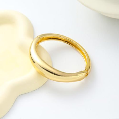 Bangle Bracelets for Women | 14K Gold Plated Trendy Wide Bracelets | Hinged Arm Cuff Bangles Chunky Bracelet for Women - color: Style L-Gold Plated Bangles