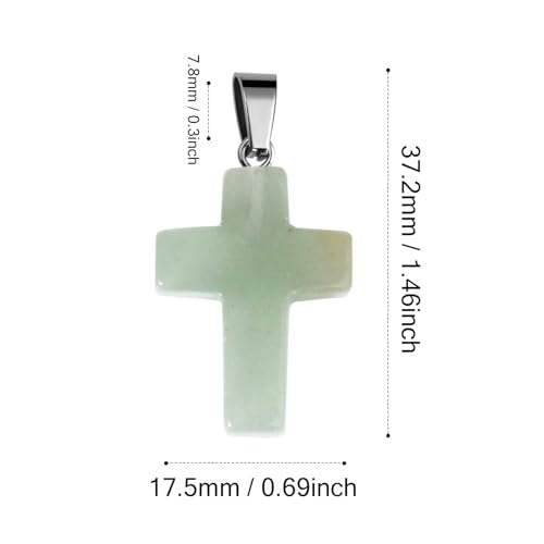 12PCS Natural Stone Cross Pendant Gemstone Charms Bulk for Jewelry Making | Healing Crystal Quartz Chakra Reiki Gemstone Pendants Charms Bulk for Necklace Craft - color: Green Aventurine Cross