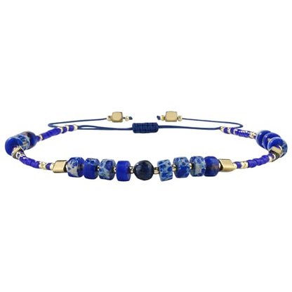 KELITCH Crystal Agate Friendship Bracelet Handmade Seed Beads Adjustable Bracelets for Women - color: Blue 15E