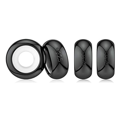 DALARAN Stopper Beads for Bracelets 925 Sterling Silver Clip Spacer Charm Bracelet Stoppers - style: 2Pcs Black Charm Stoppers