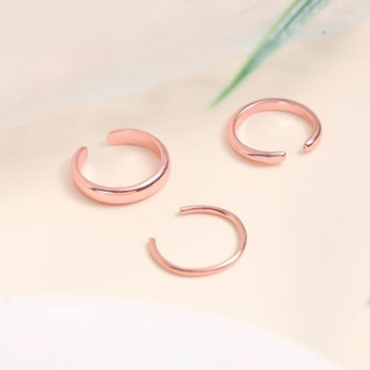 Mikovivi 3pcs Adjustable Toe Rings, Thin Open Band Toe Rings Elegant Summer Beach Foot Jewellery for Woman - color: Rose Gold