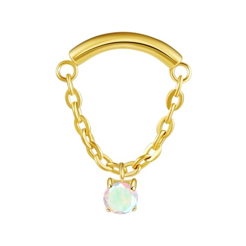 BelezaDosas G23 Titanium Labret Studs Threadless Push-in Labret Press Fit 16G Cluster Helix Lobe Conch Tragus Push Back Piercing Jewelry - style: chain gold AB
