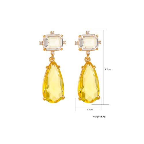 Crystal Earrings CXUEMH Teardrop Earrings for Women Blue and Green Dangle Earrings Elegant Earrings for Prom Emerald Green Earrings Formal Jewelry Crystal Drop Earrings - color: white and yellow